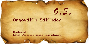 Orgován Sándor névjegykártya